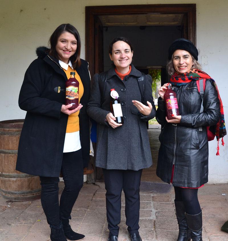 La secretaria Claudia Olguin junto a las académicas Sofía Boza y Maruja Cortés.